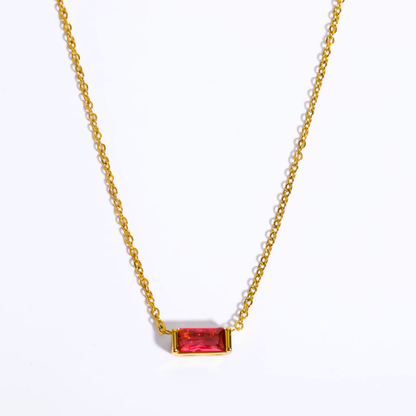 Baguette Birthstone Bar Necklace