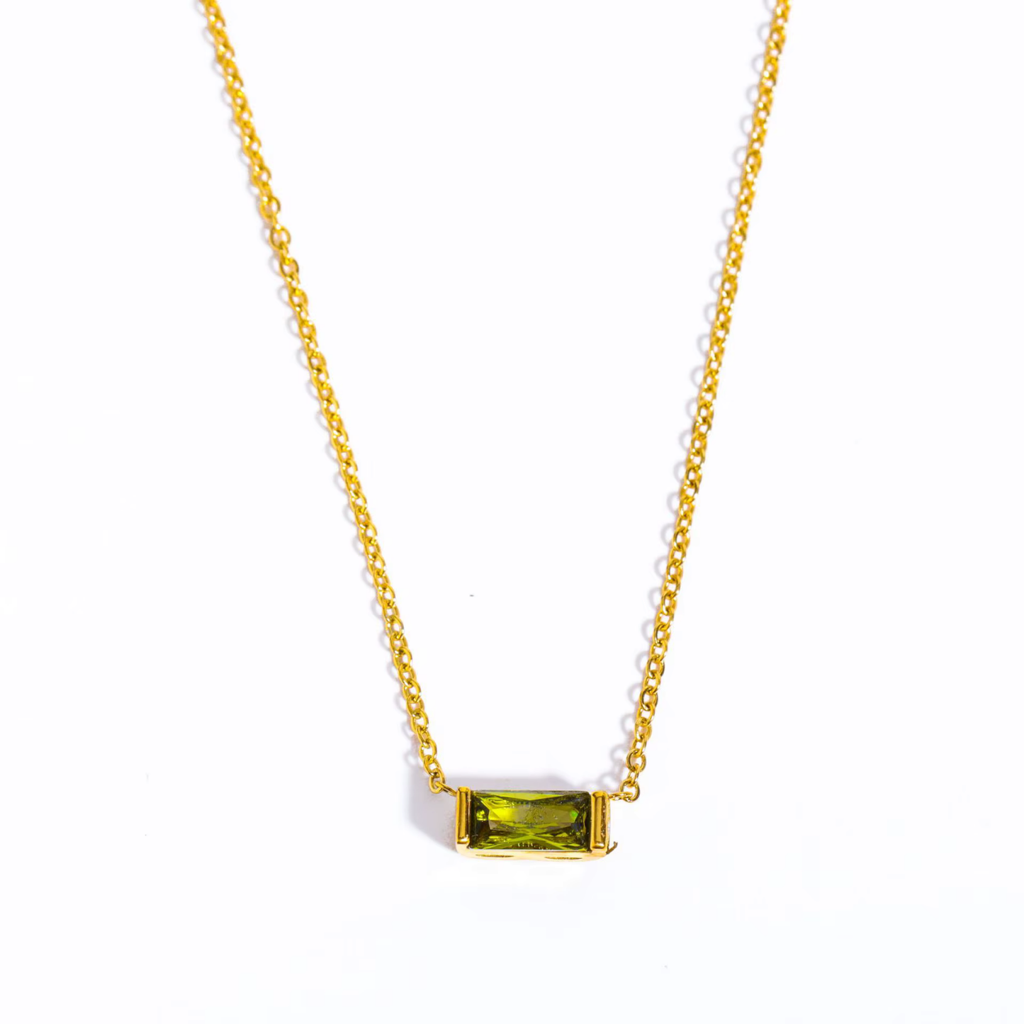 Baguette Birthstone Bar Necklace