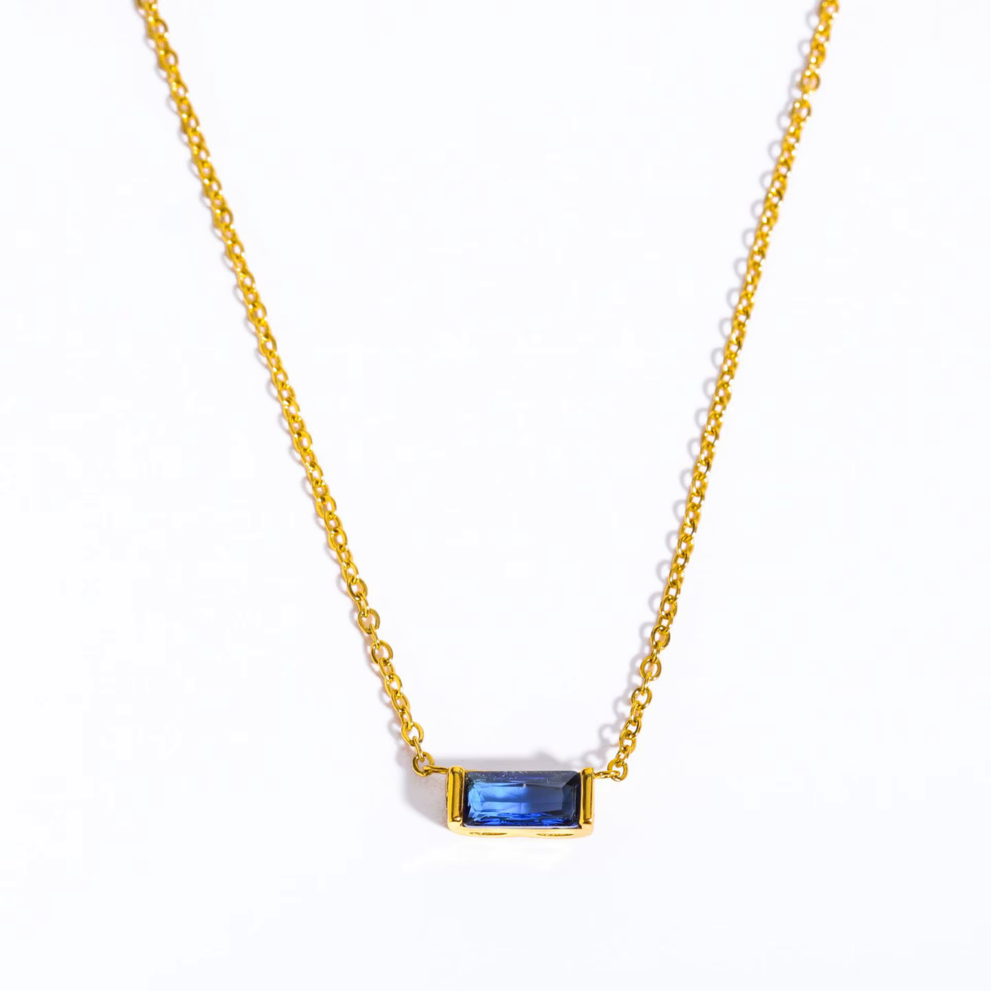 Baguette Birthstone Bar Necklace
