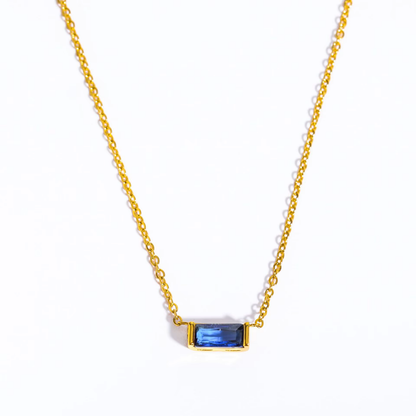 Baguette Birthstone Bar Necklace