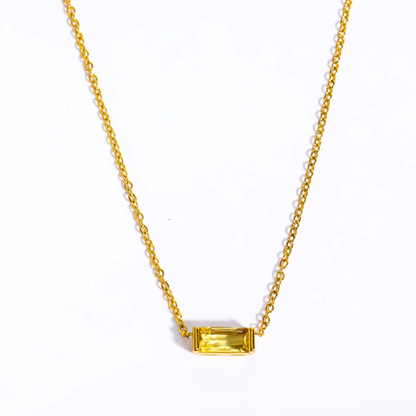 Baguette Birthstone Bar Necklace