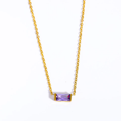 Baguette Birthstone Bar Necklace