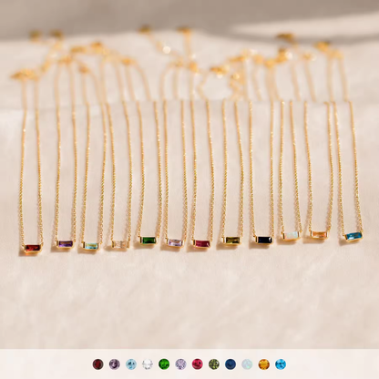 Baguette Birthstone Bar Necklace
