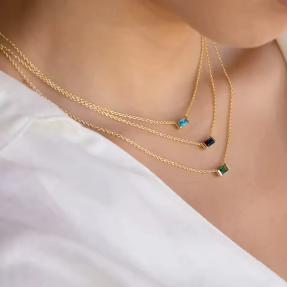 Baguette Birthstone Bar Necklace