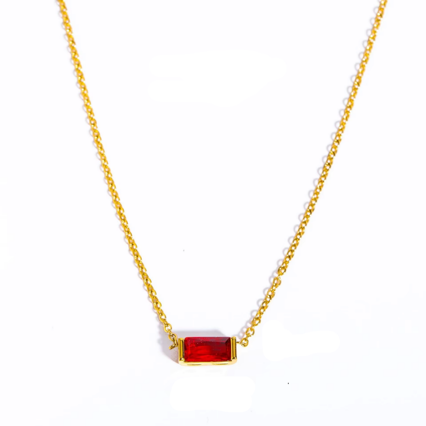 Baguette Birthstone Bar Necklace