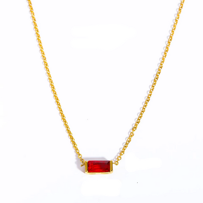 Baguette Birthstone Bar Necklace