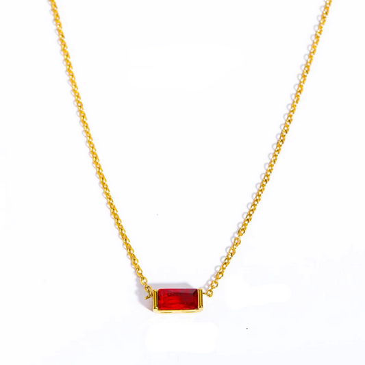Baguette Birthstone Bar Necklace