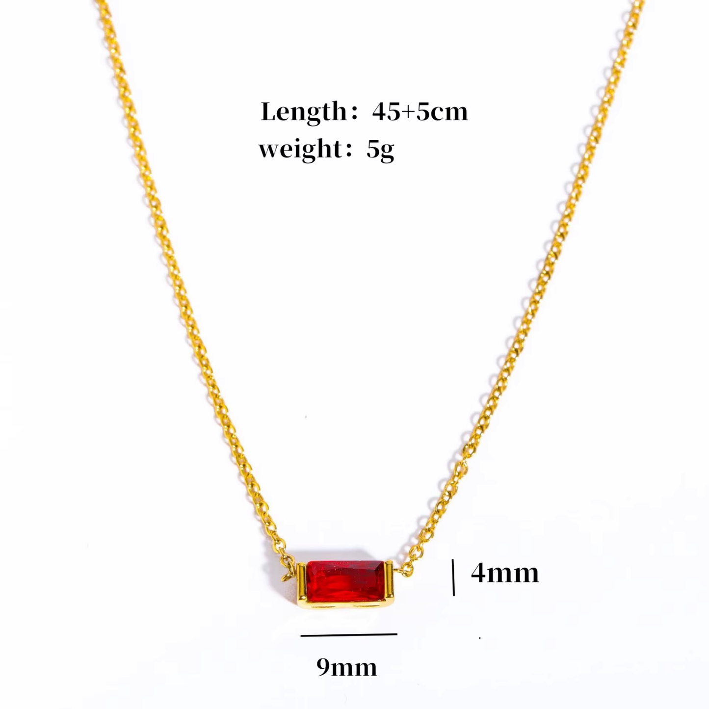 Baguette Birthstone Bar Necklace