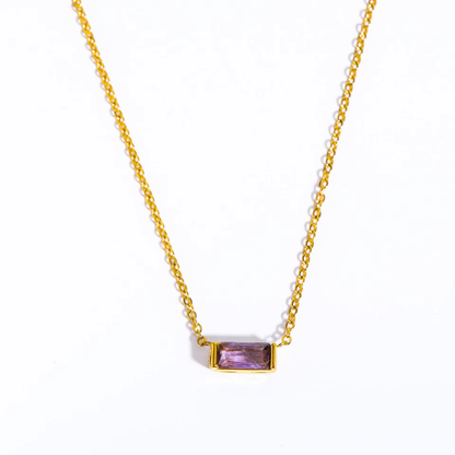 Baguette Birthstone Bar Necklace