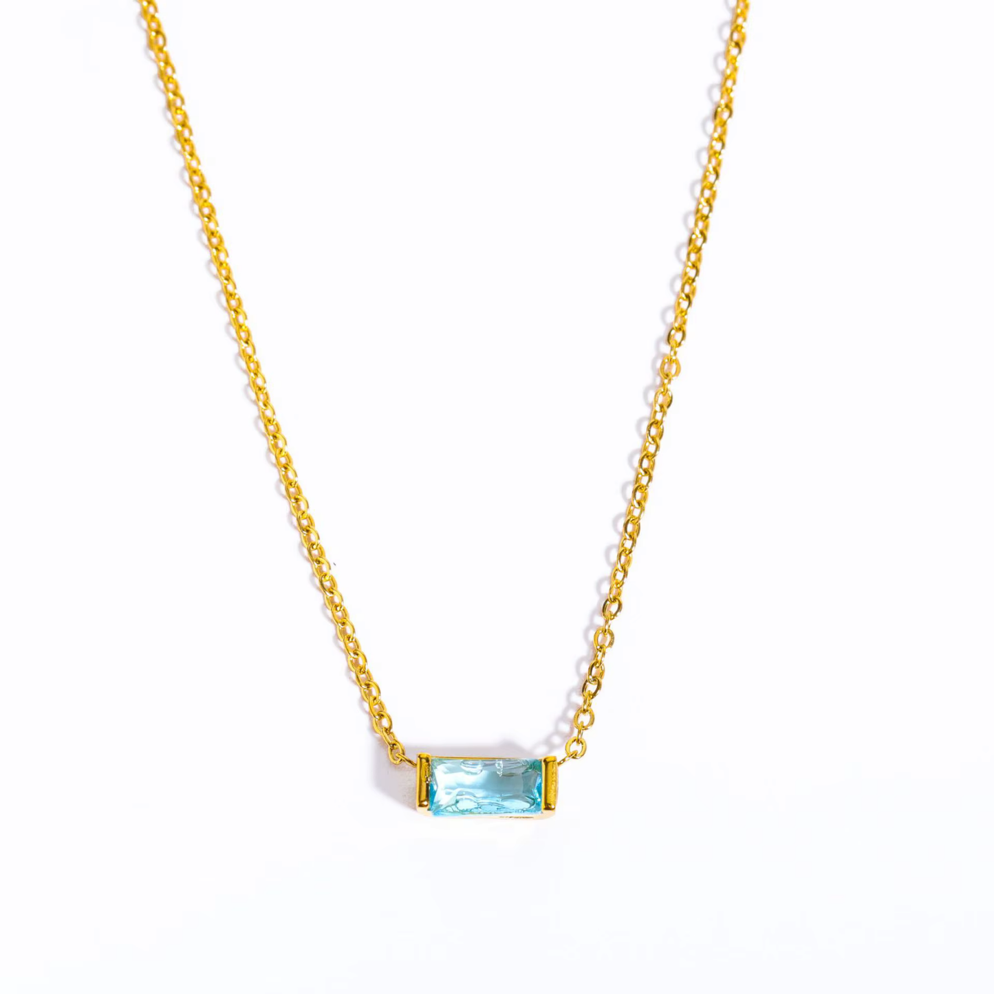 Baguette Birthstone Bar Necklace