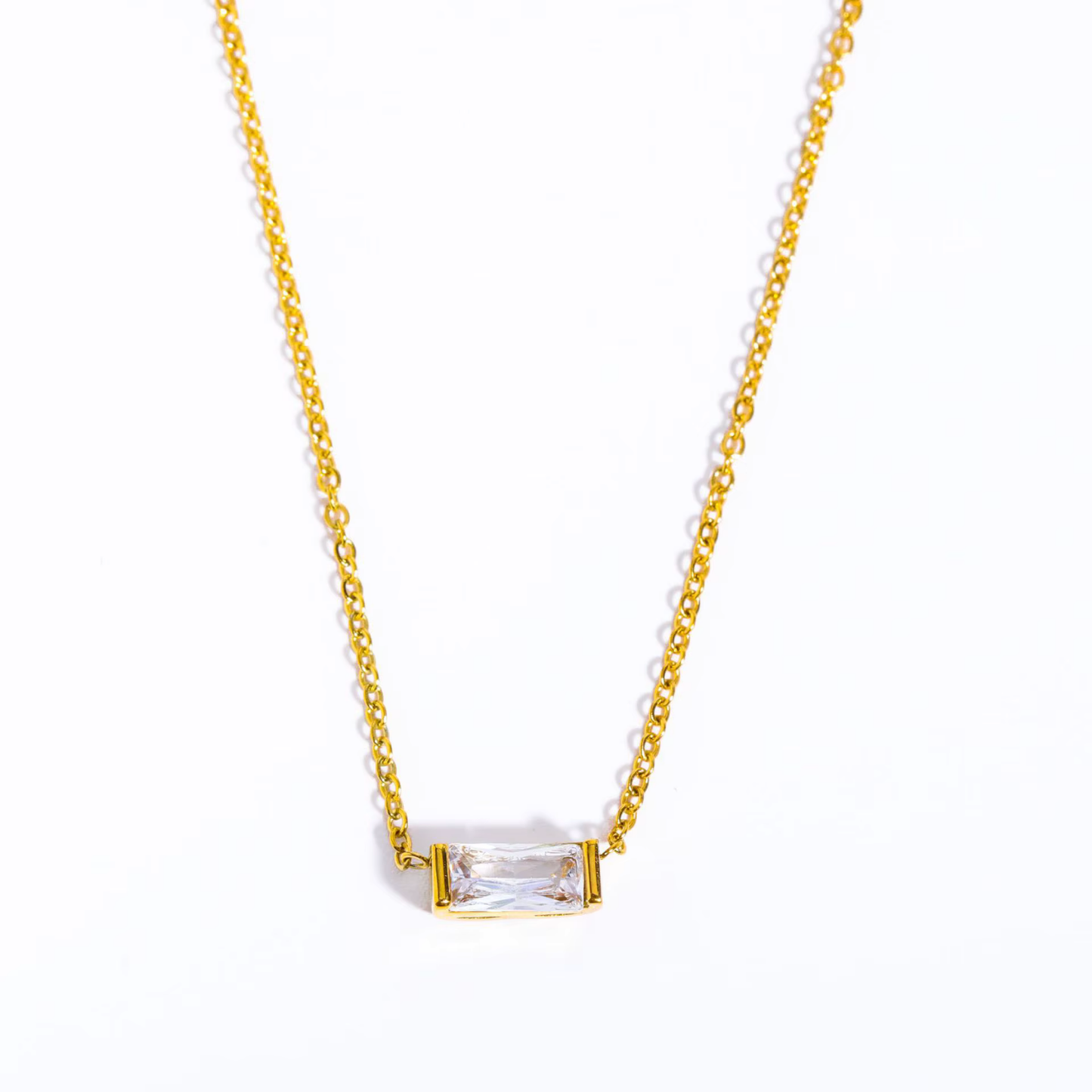 Baguette Birthstone Bar Necklace