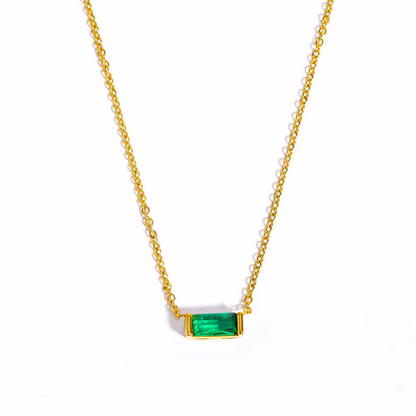 Baguette Birthstone Bar Necklace