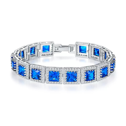 Blue Crystal Tennis Chain Bracelet