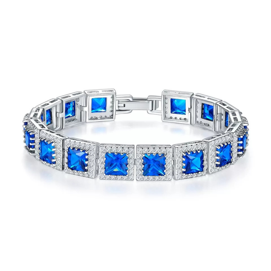 Blue Crystal Tennis Chain Bracelet