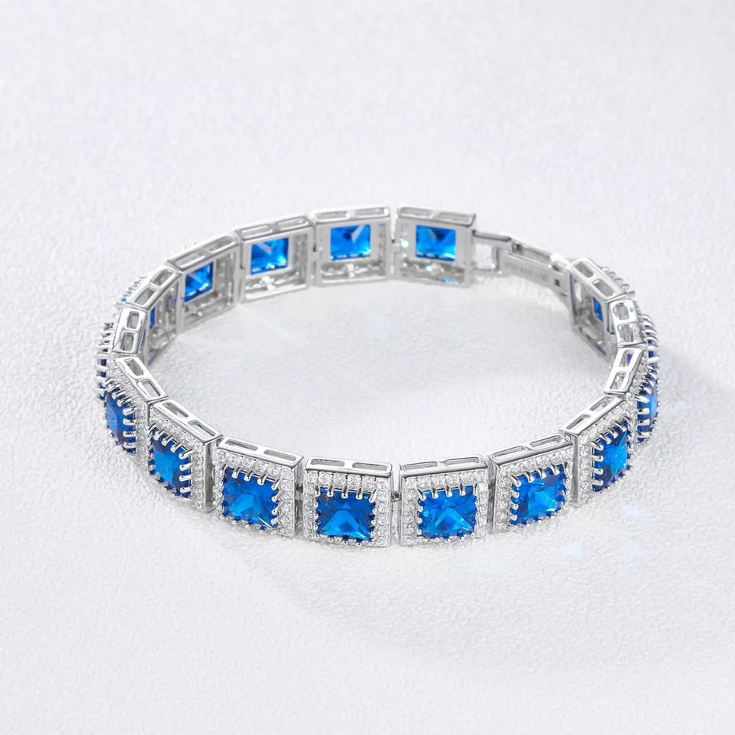 Blue Crystal Tennis Chain Bracelet