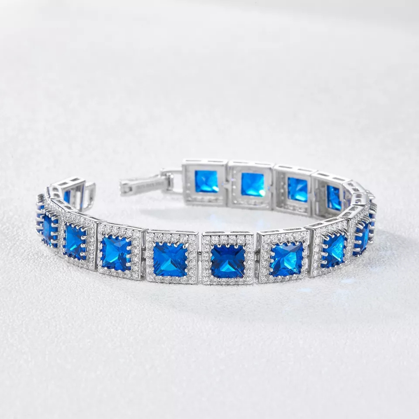 Blue Crystal Tennis Chain Bracelet