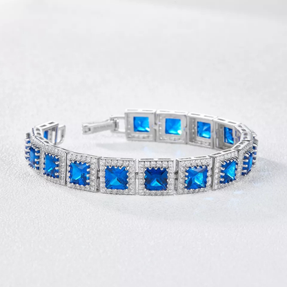 Blue Crystal Tennis Chain Bracelet