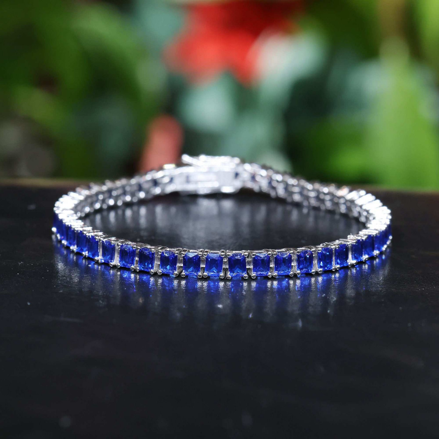 Blue Sapphire Gemstone Tennis Bangle