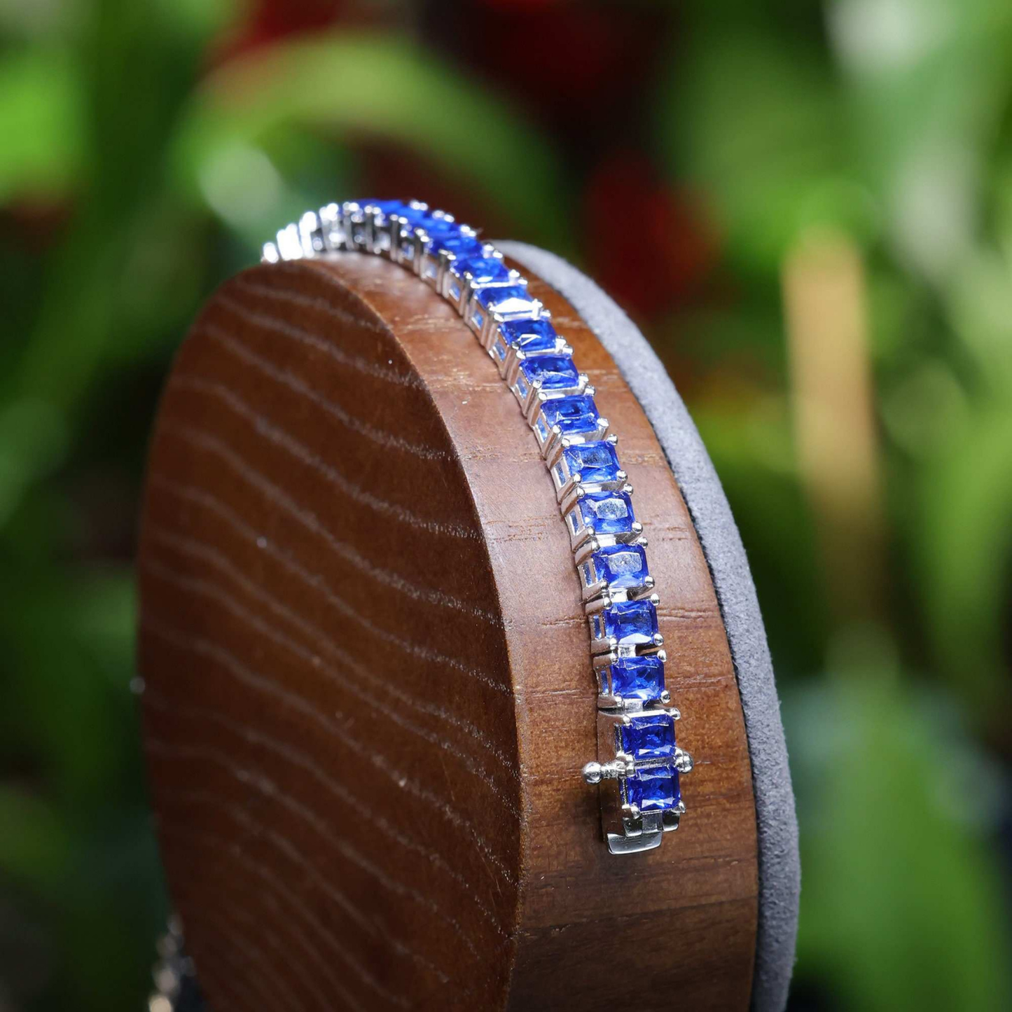 Blue Sapphire Gemstone Tennis Bangle