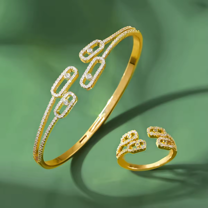 Chic Open Zircon Ring & Bracelet Set
