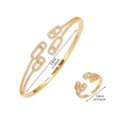 Chic Open Zircon Ring & Bracelet Set