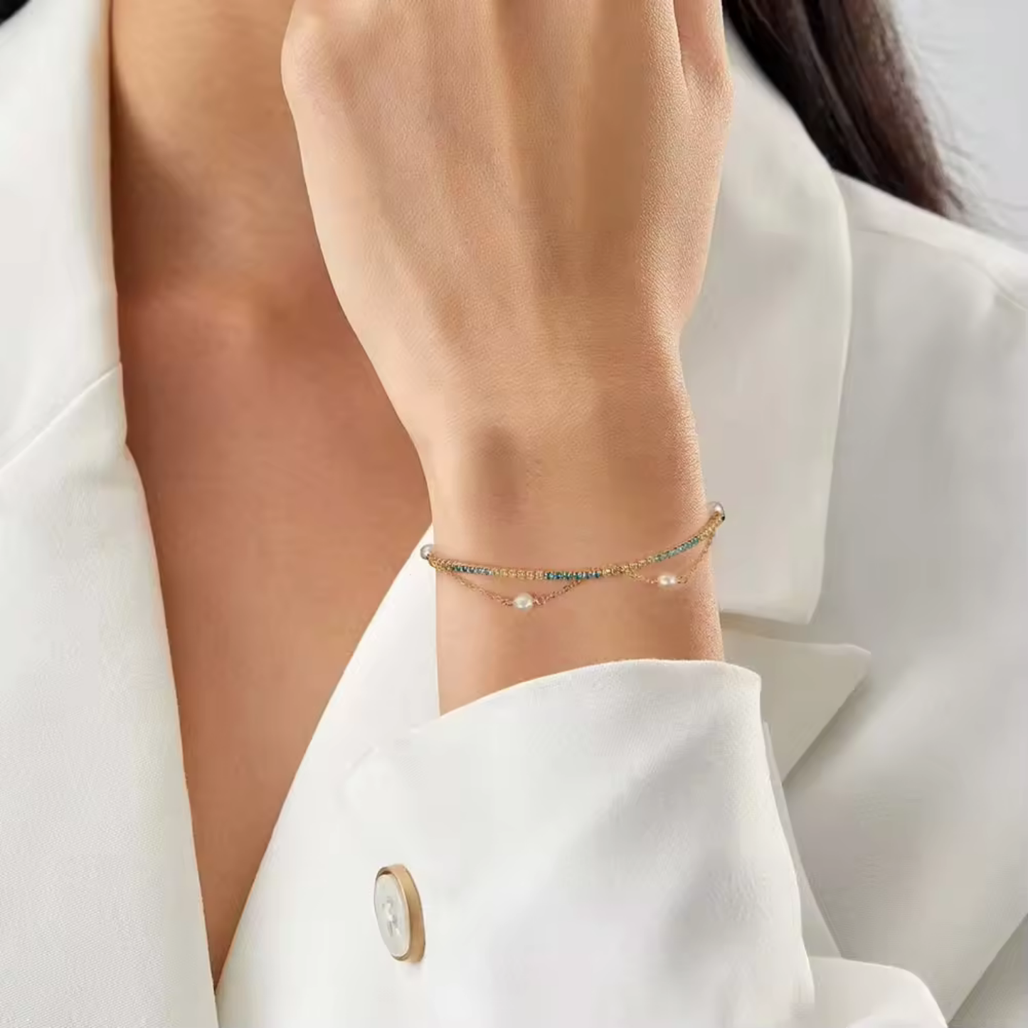 Double Layered Pearl Tennis Bracelet