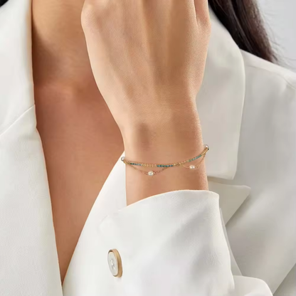 Double Layered Pearl Tennis Bracelet