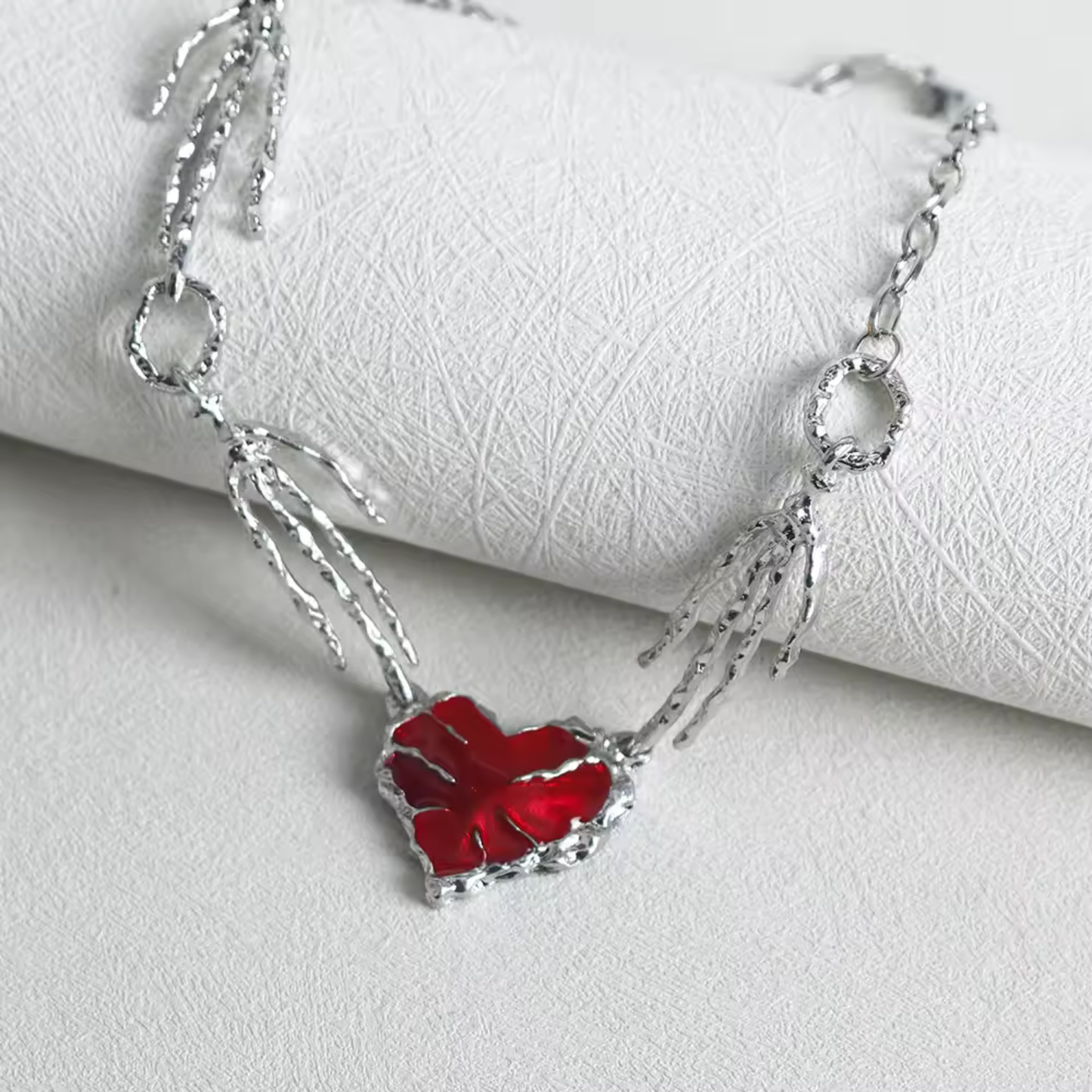 Gothic Red Heart Claw Choker Necklace