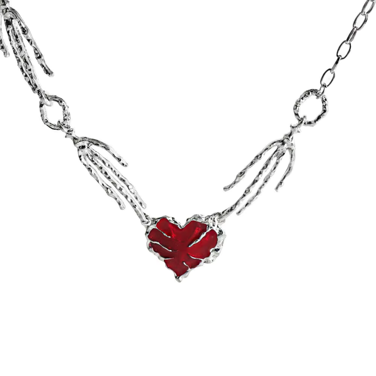 Gothic Red Heart Claw Choker Necklace