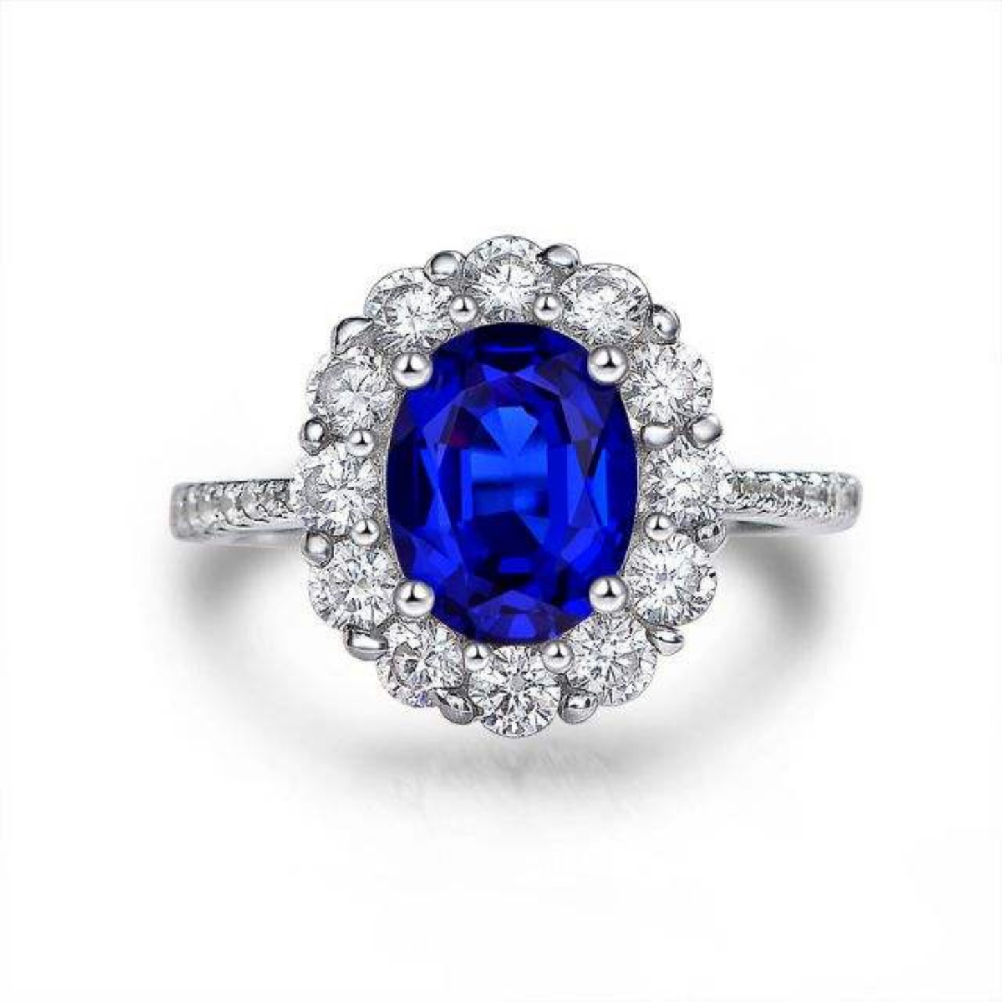 Halo Oval Blue Sapphire Ring