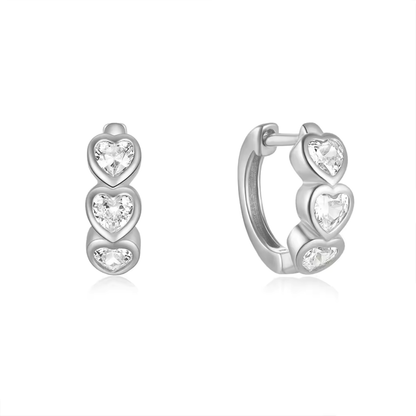 Heart Zircon Huggie Earrings