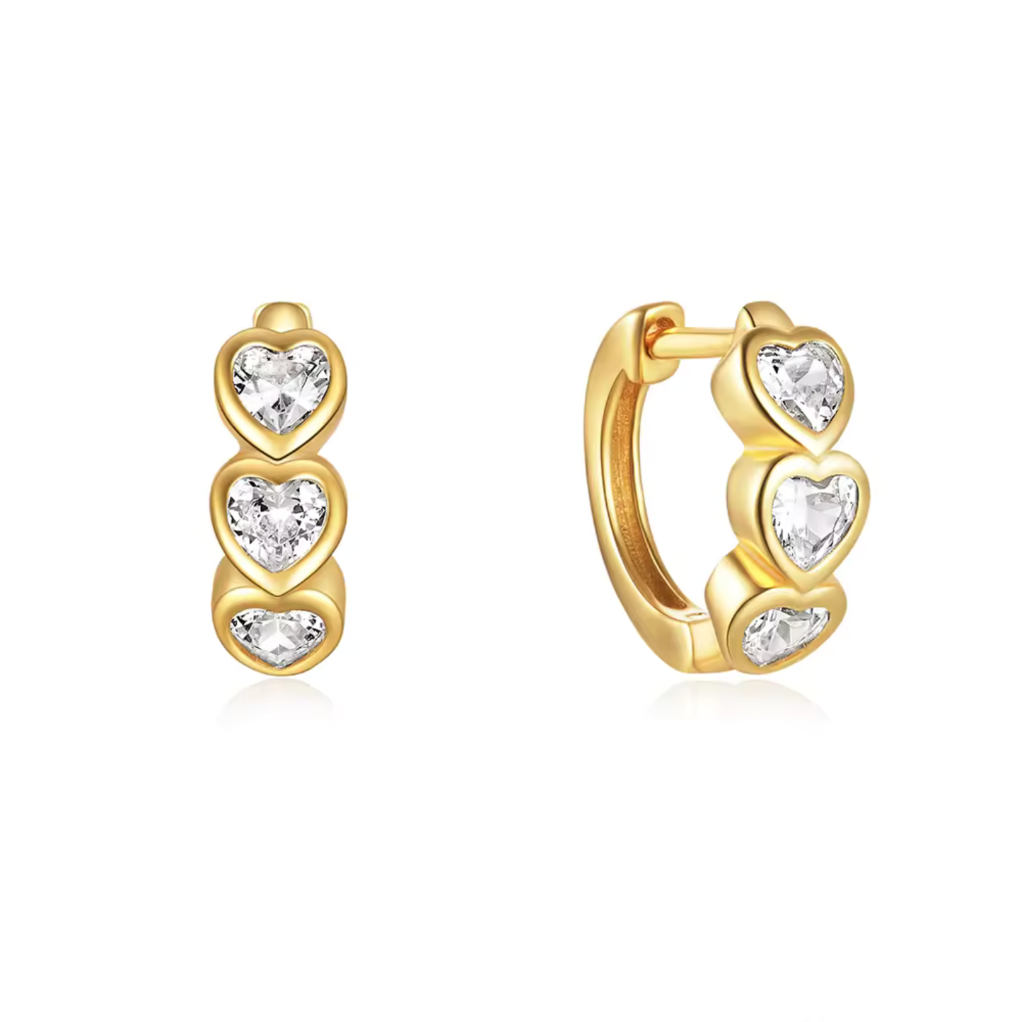 Heart Zircon Huggie Earrings