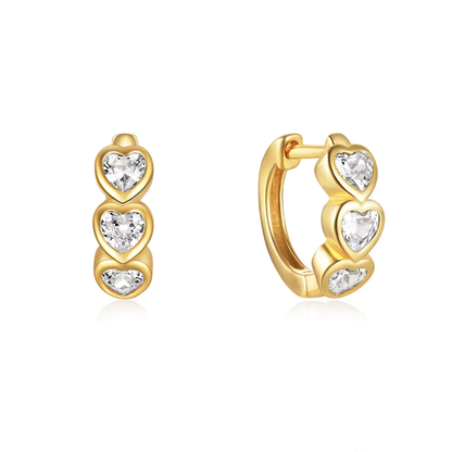 Heart Zircon Huggie Earrings
