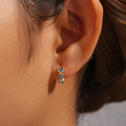 Heart Zircon Huggie Earrings