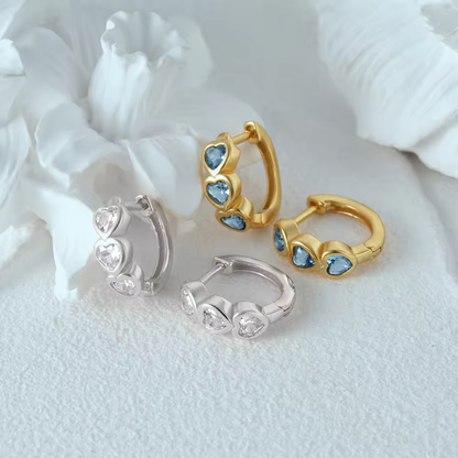 Heart Zircon Huggie Earrings