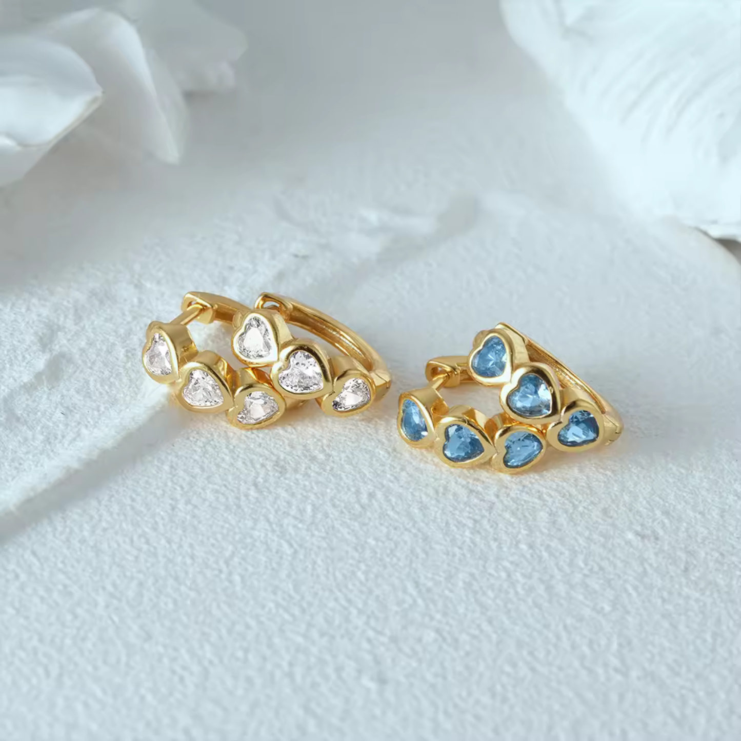 Heart Zircon Huggie Earrings