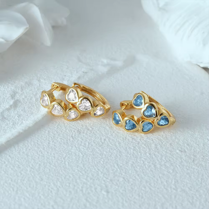 Heart Zircon Huggie Earrings