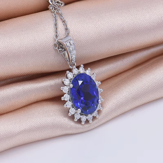 Moissanite Embellished Sapphire Necklace