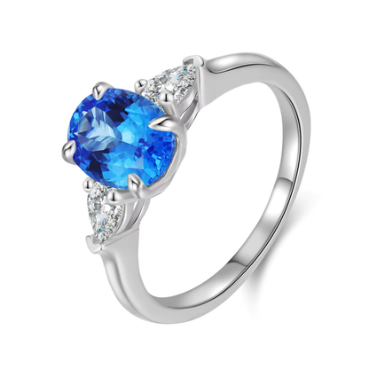 Natural Blue Crystal Gemstone Ring