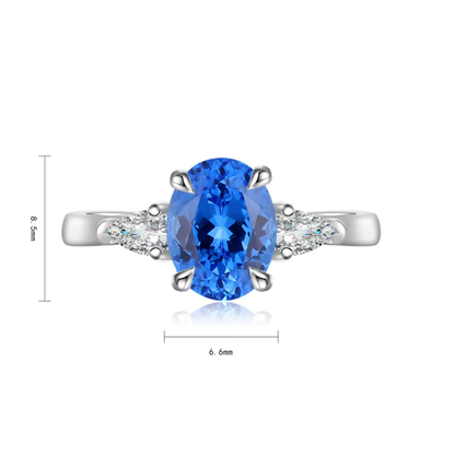 Natural Blue Crystal Gemstone Ring