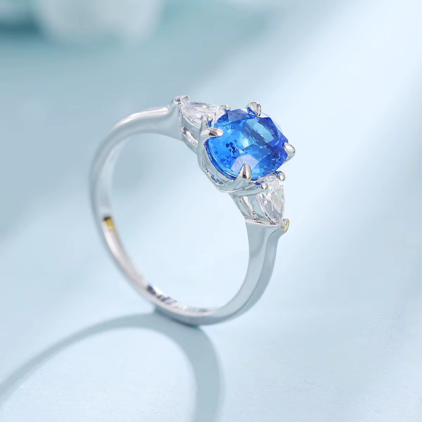 Natural Blue Crystal Gemstone Ring
