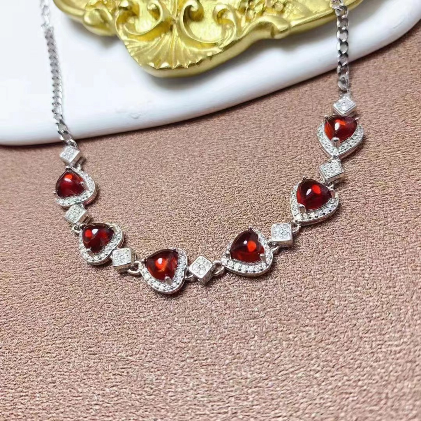 Natural Garnet Friendship Charm Bracelet