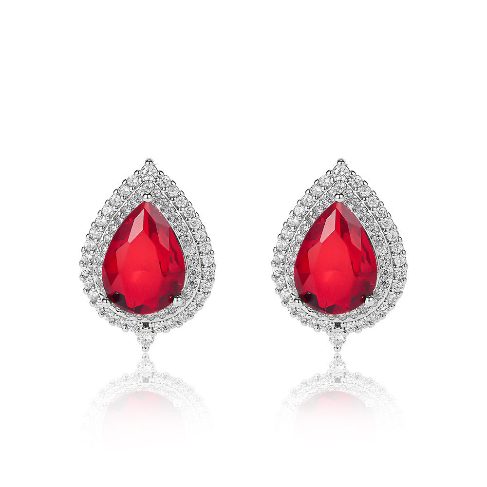 Red Rhinestone Zirconia Jewelry Set