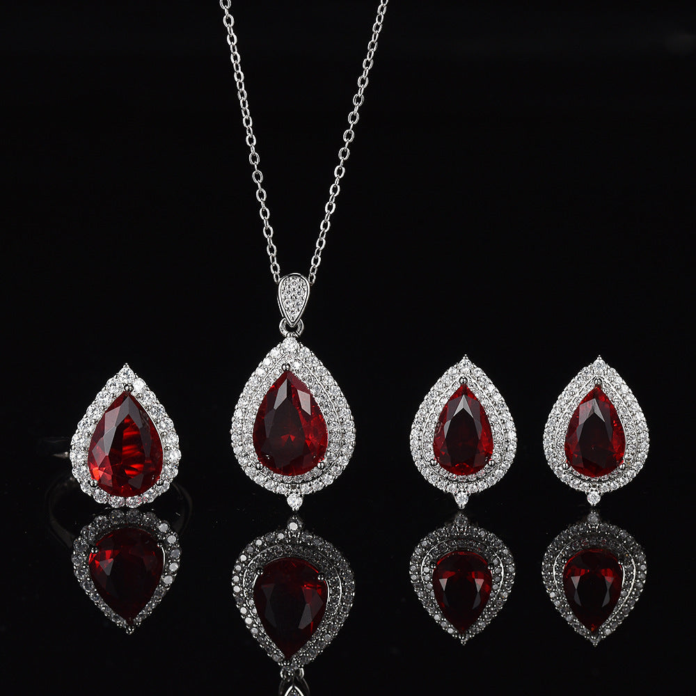 Red Rhinestone Zirconia Jewelry Set