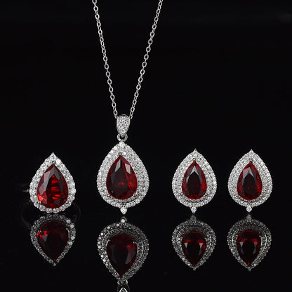 Red Rhinestone Zirconia Jewelry Set