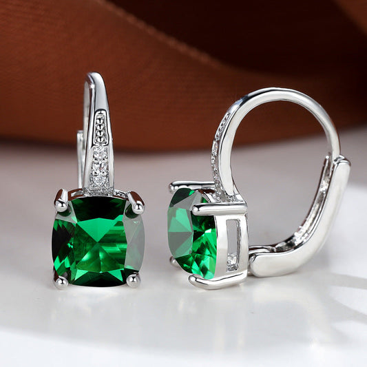 Rhodium-Plated Cushion Stud Earrings