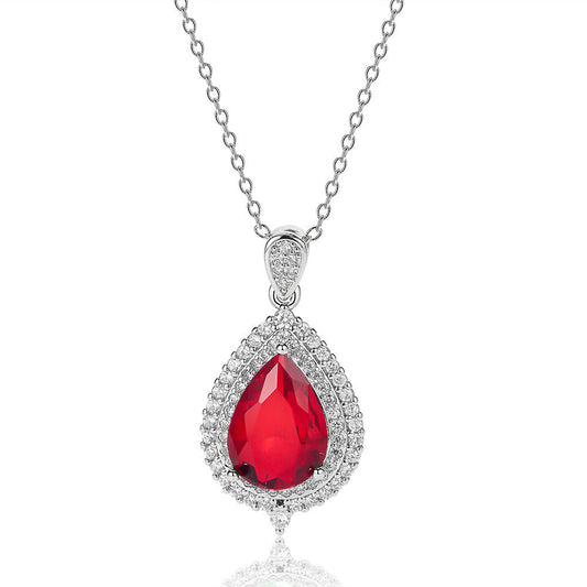 Red Crystal Silver Necklace