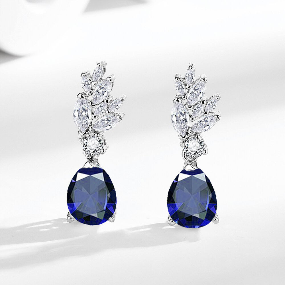Luxury Blue Sapphire Drop Earrings