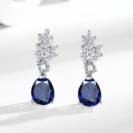 Luxury Blue Sapphire Drop Earrings