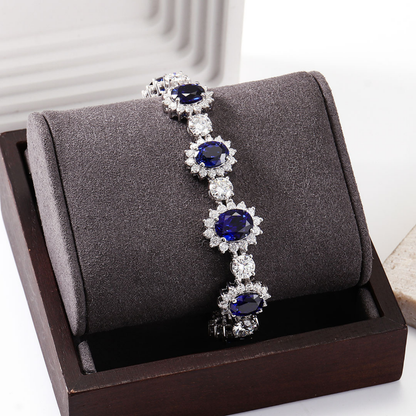 Oval-Cut Blue Sapphire Tennis Bracelet